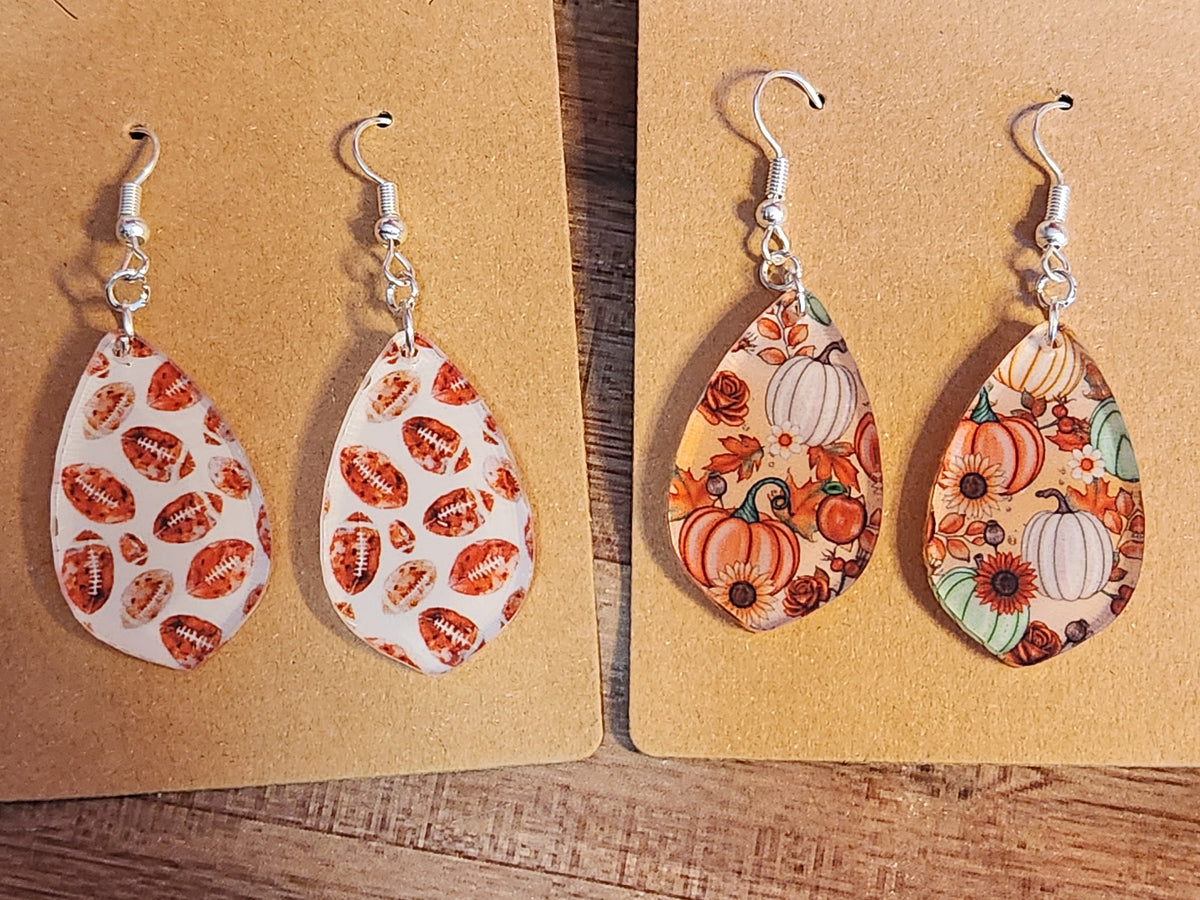Earrings: Fall (football w/white background)
