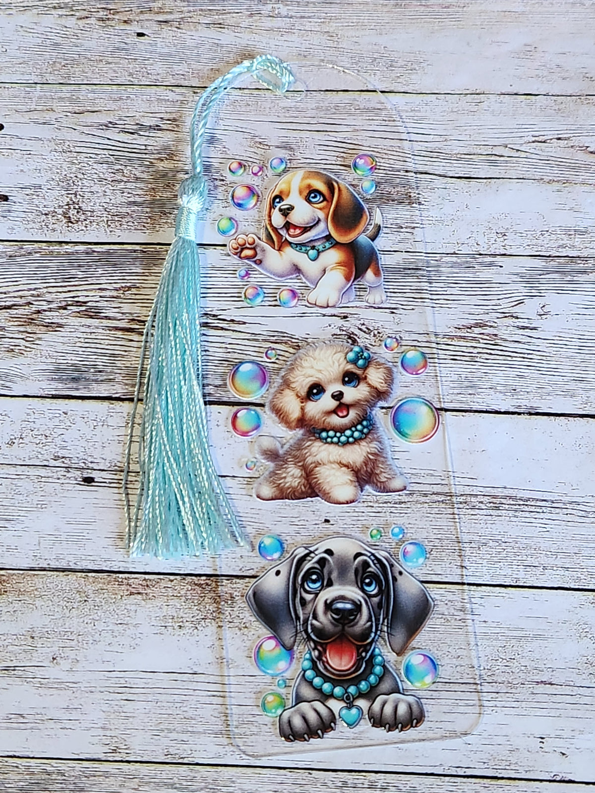 Bookmarks: Puppies (Mint tassel)