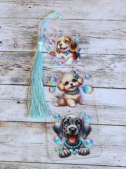 Bookmarks: Puppies (Mint tassel)