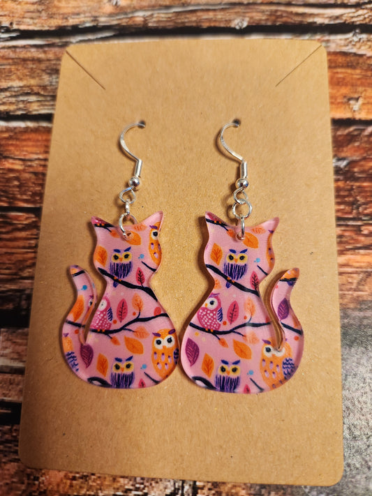 Earrings: (cats, owls, pink)