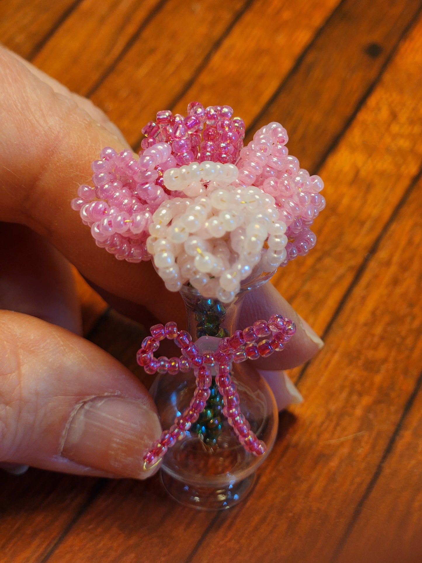 Beaded Bouquet: pink roses