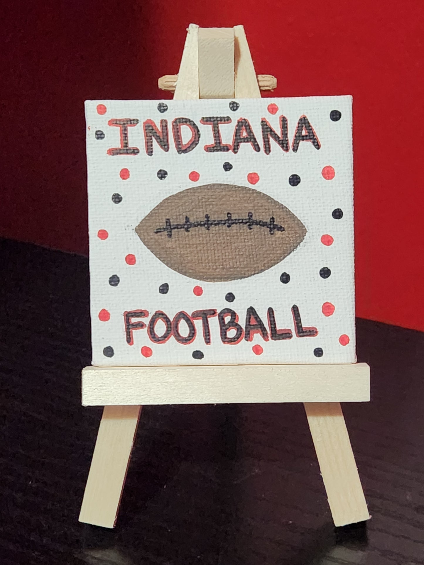 Mini Canvas: Indiana Football (polka dots)