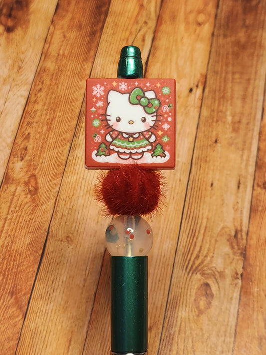 Beaded Pen: Winter (Hello Kitty in Christmas Sweater)