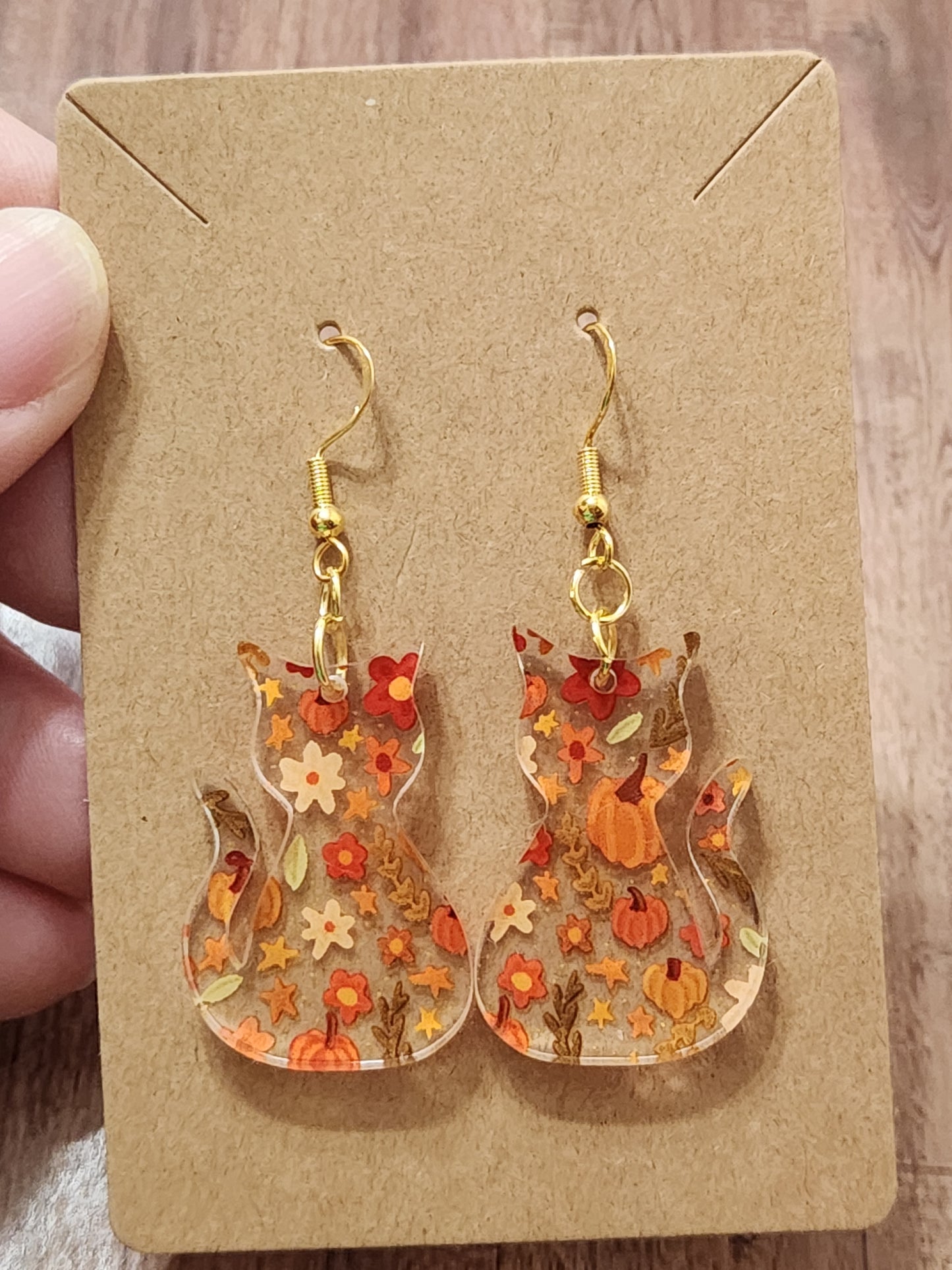 Earrings: Fall (flowers, leaves, and pumpkins)