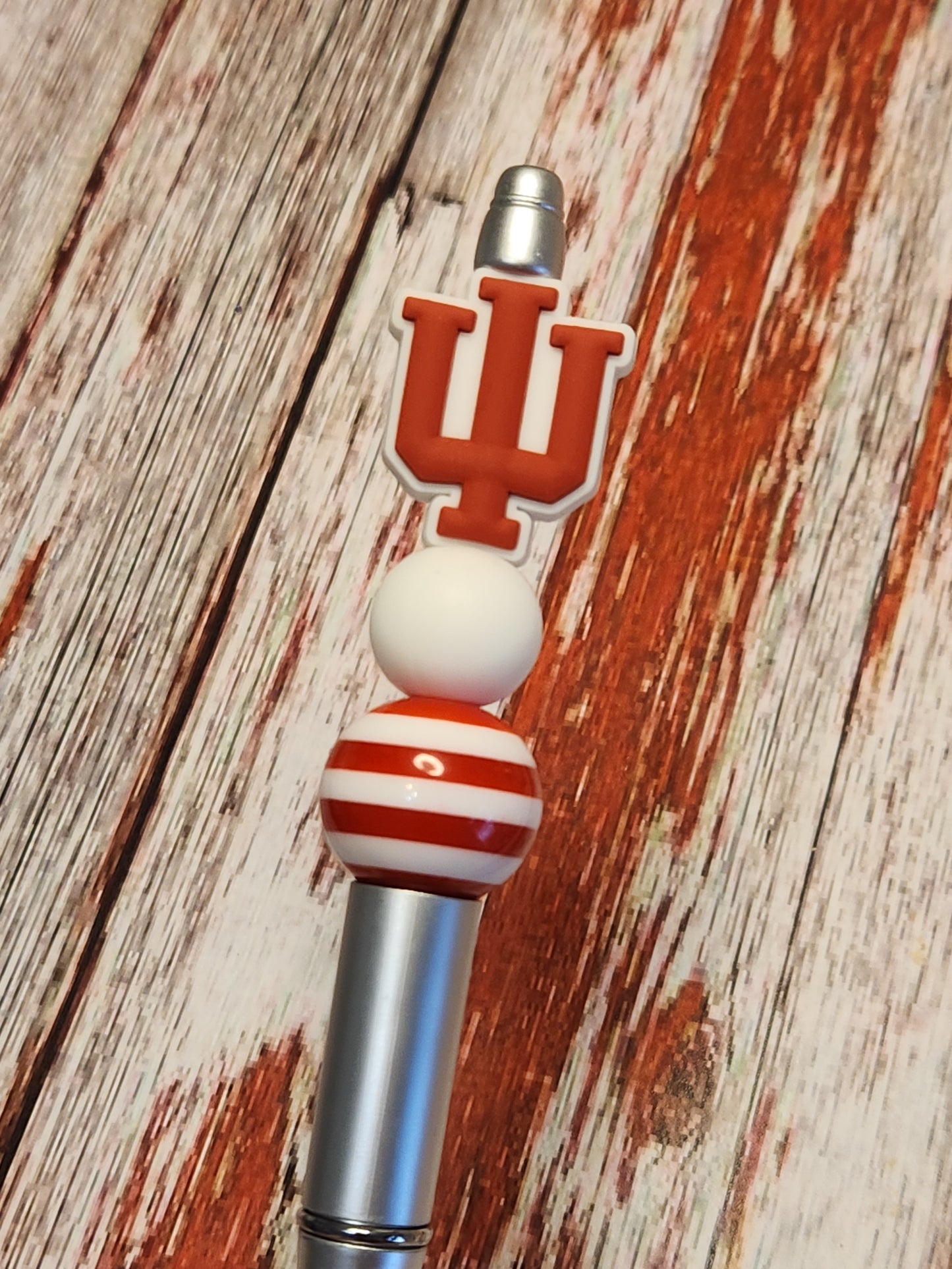 Beaded Pen: Hoosiers (candy stripe)