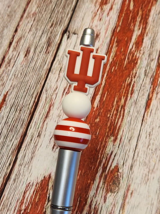 Beaded Pen: Hoosiers (candy stripe)