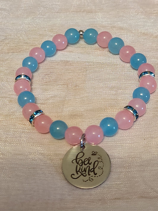 Bracelet: "Bee" Kind (teal and pink)