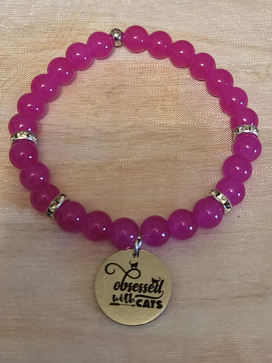 Bracelet: Obsessed with Cats (hot pink)