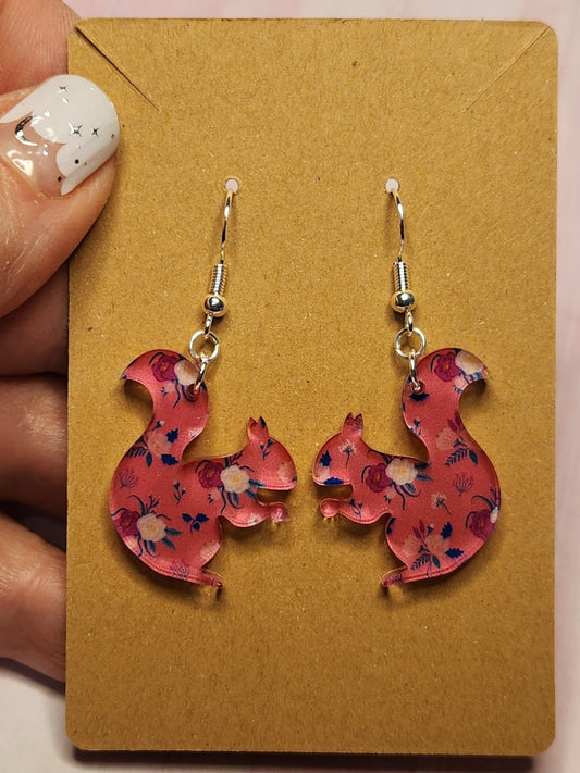 Earrings: Floral Squirrels