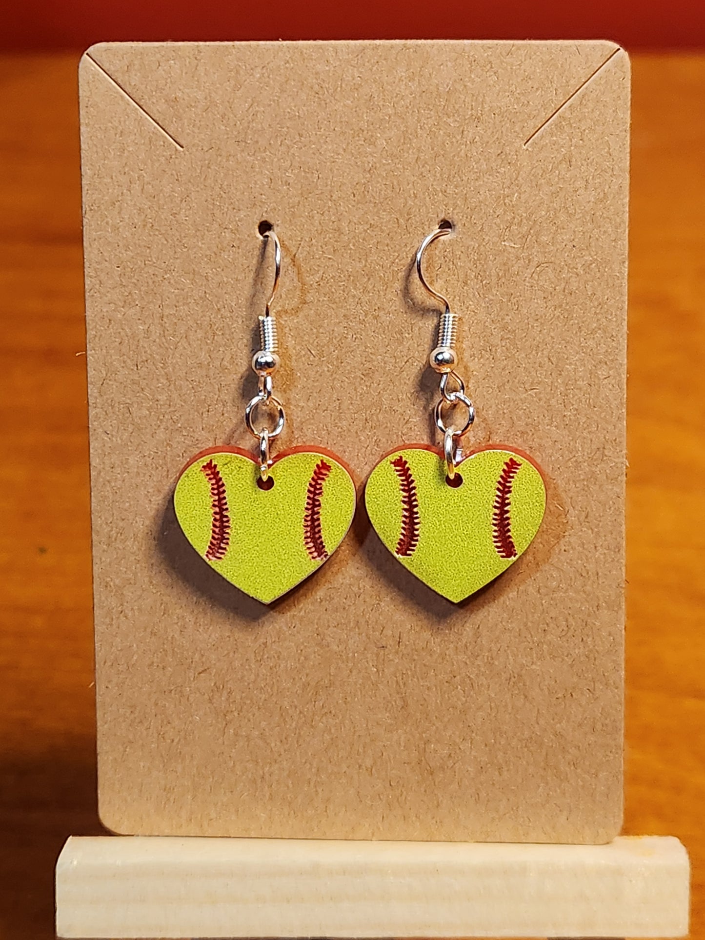 Earrings: Softball (hearts)