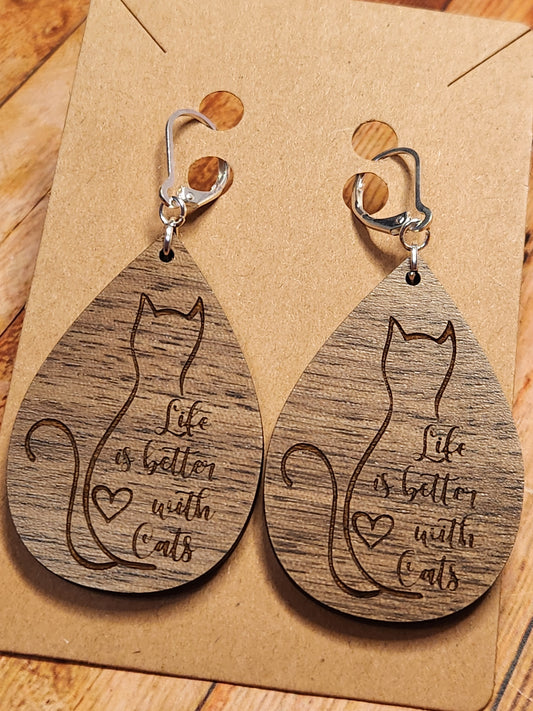 Earrings: Cats (Life is Better)