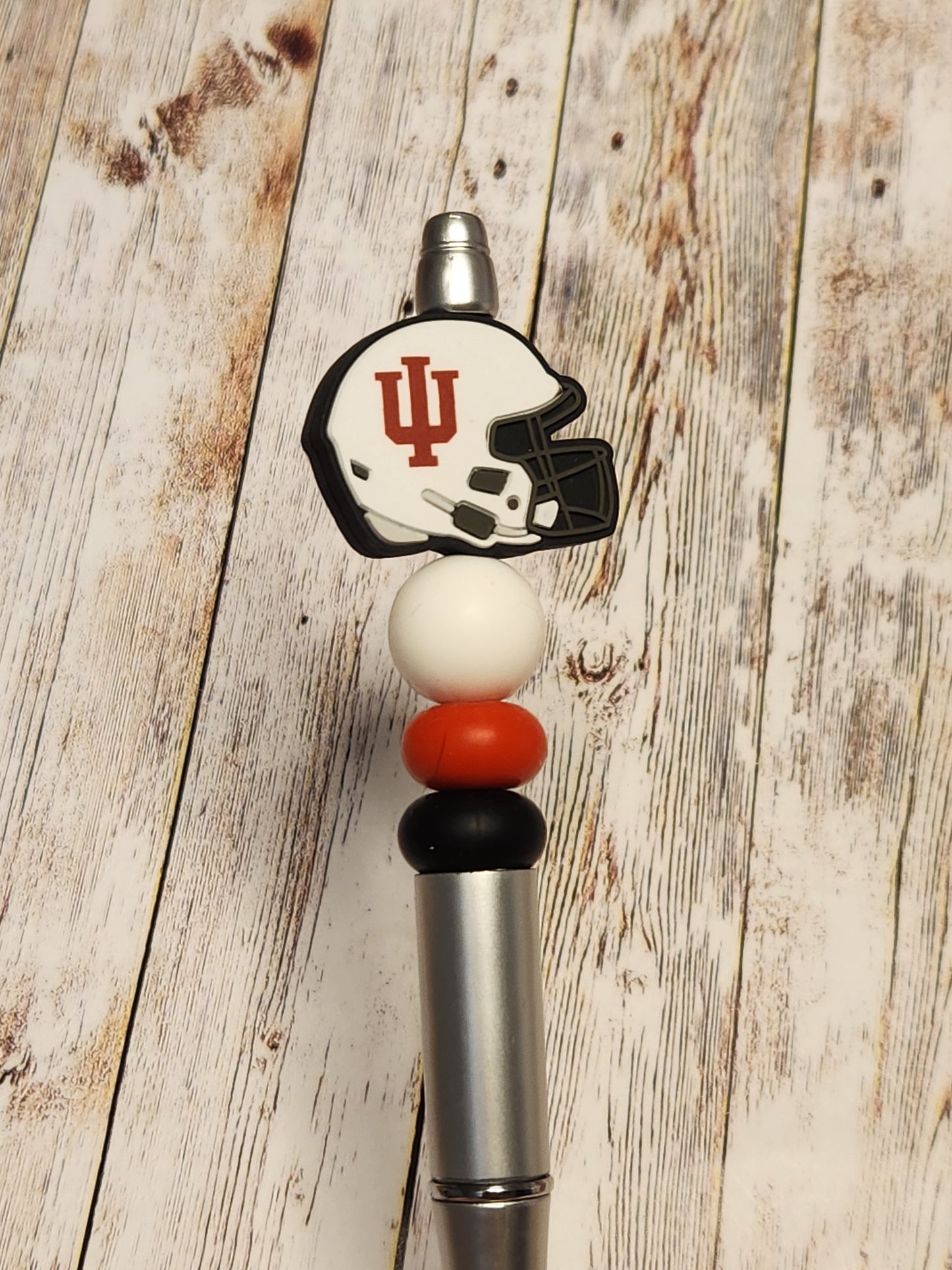 Beaded Pen: Hoosiers (football, silver pen)