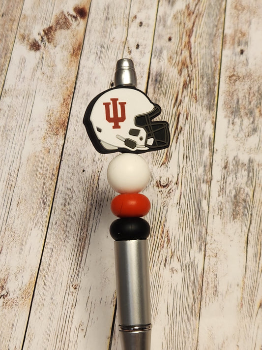 Beaded Pen: Hoosiers (football, silver pen)