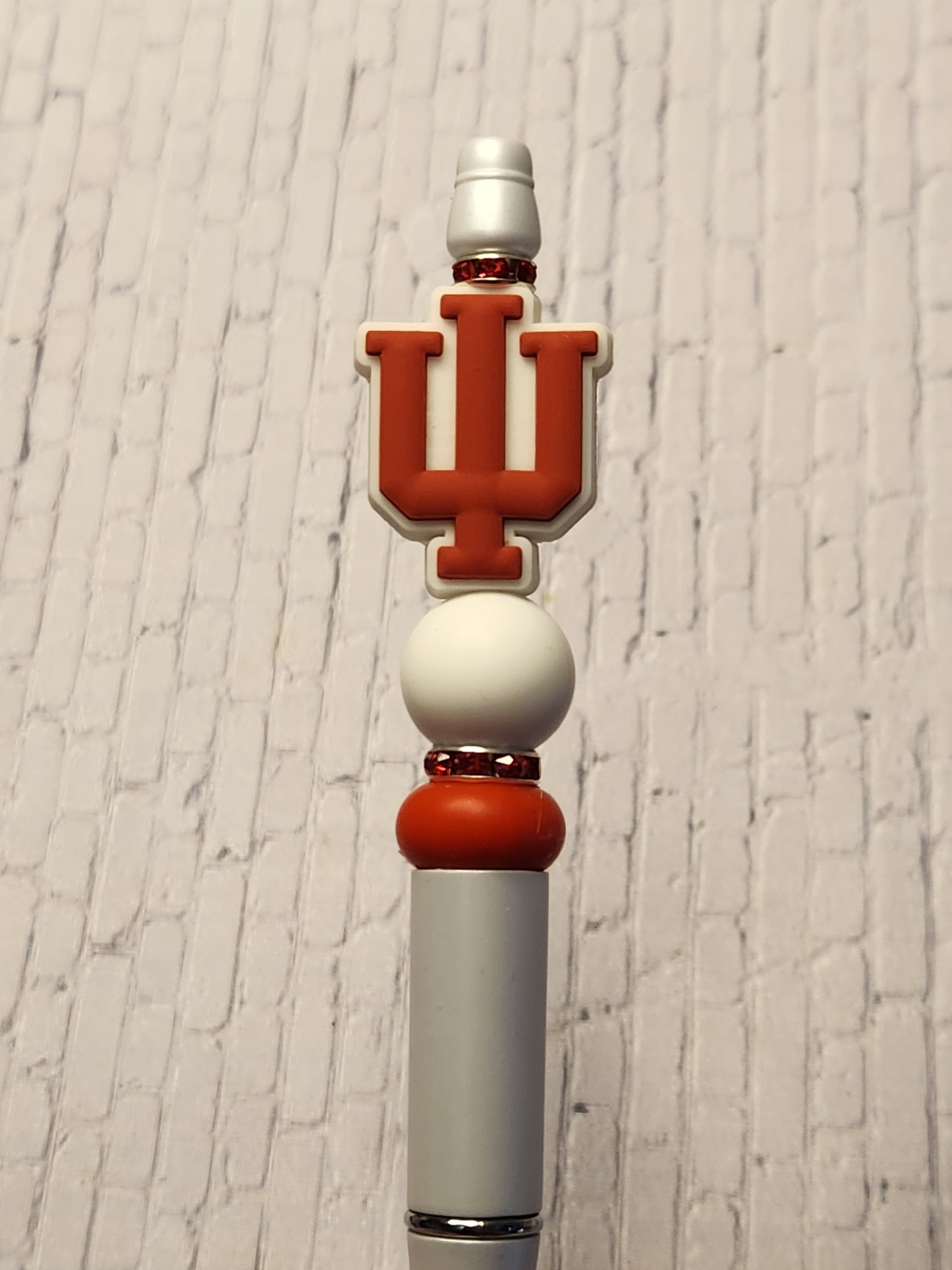 Beaded Pen: Indiana inspired (Red and white)