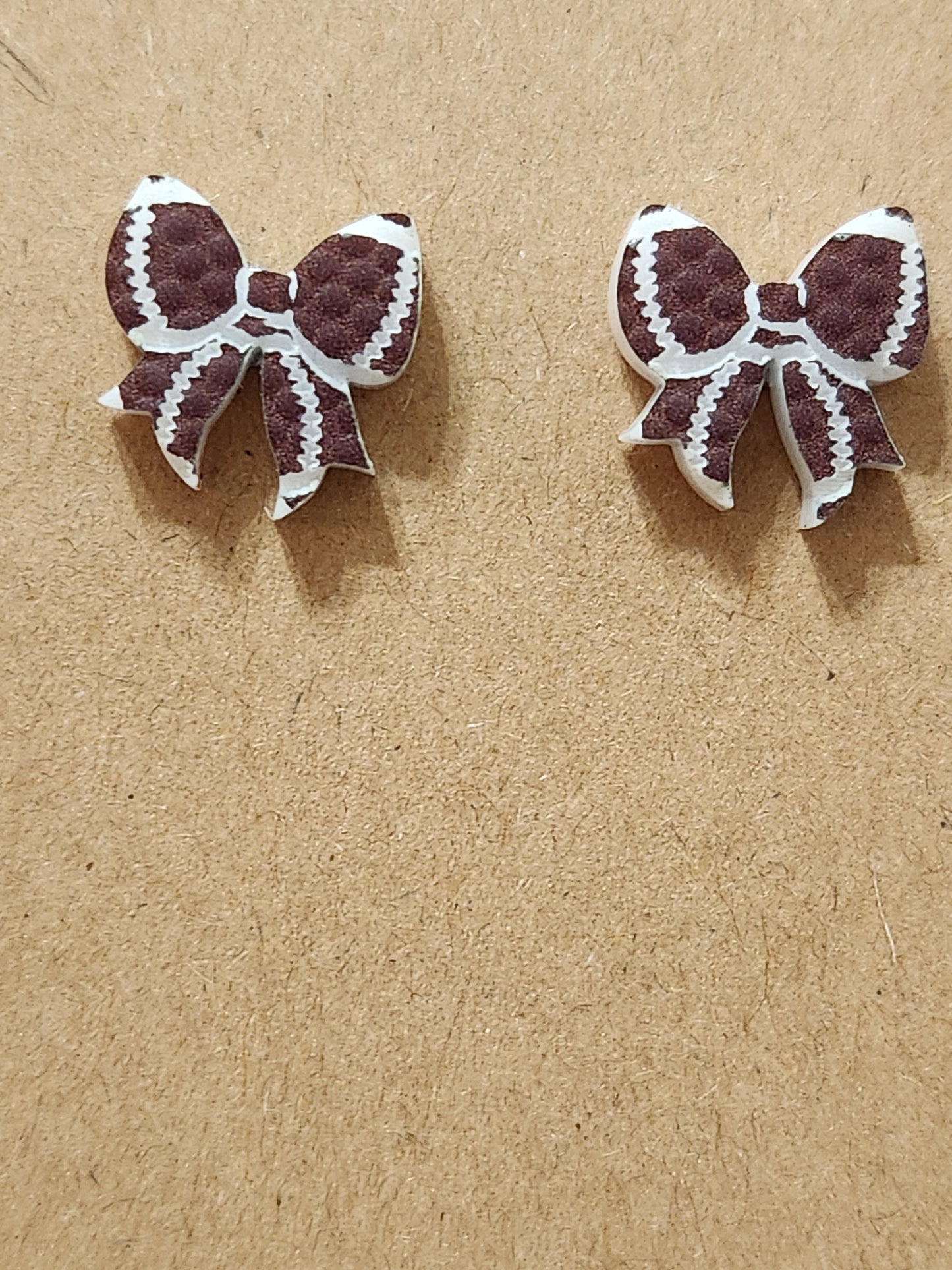 Stud Earrings: Fall (football bows)