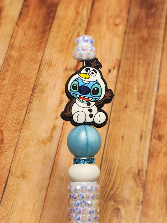 Beaded Pen: Winter (Stitch as Olaf)