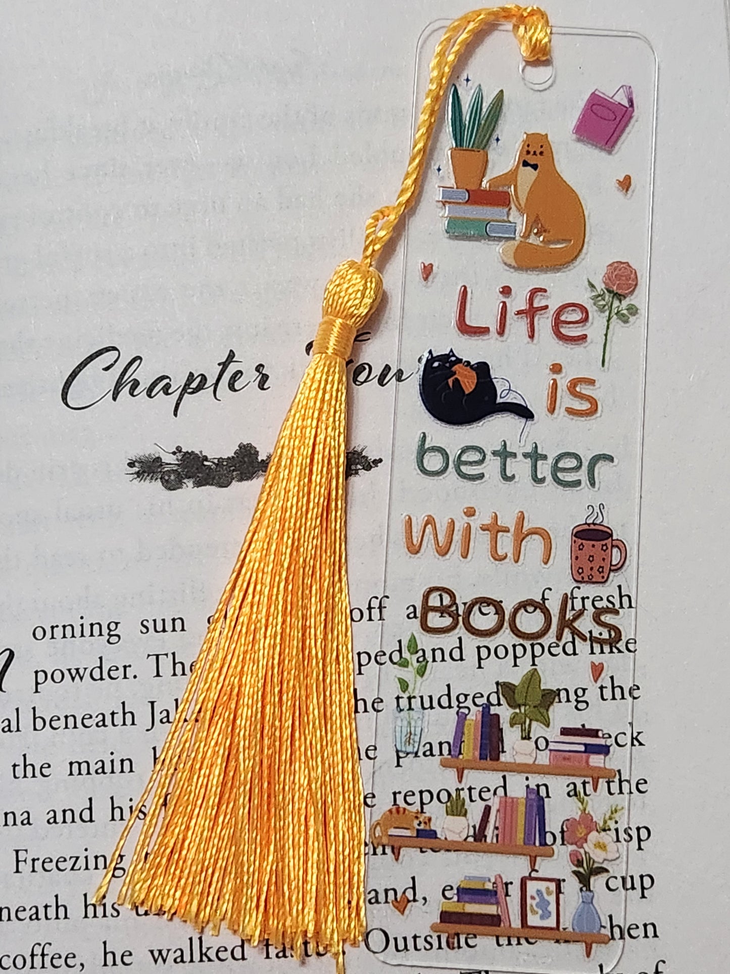 Bookmark: Life is Better with books (cats)